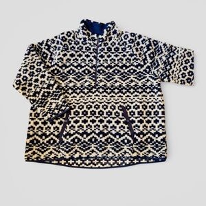 Vineyard Vines Sherpa Popover 1/4 Zip Plus Size 3X Fairisle Deepbay Blue